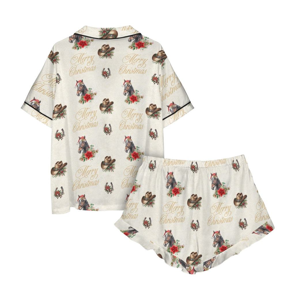 Baha Ranch Christmas Horses Cowgirl Western Satin Short Pajama Set by Baha Ranch Western Wear - product image 5