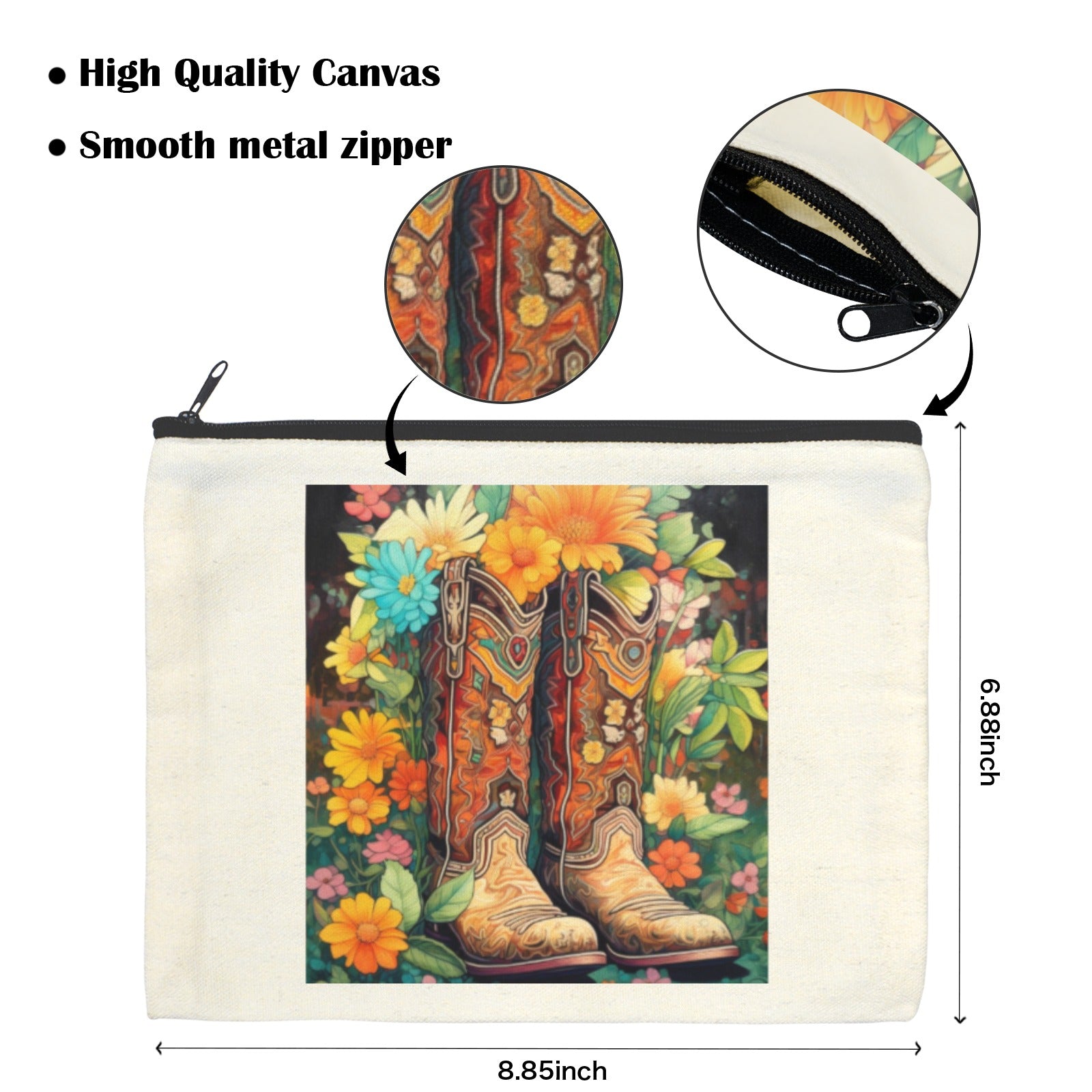 Baha Ranch Floral Cowboy Boots Cosmetic Bag Pack of 5 Made in America by Baha Ranch Western Wear - product image 3