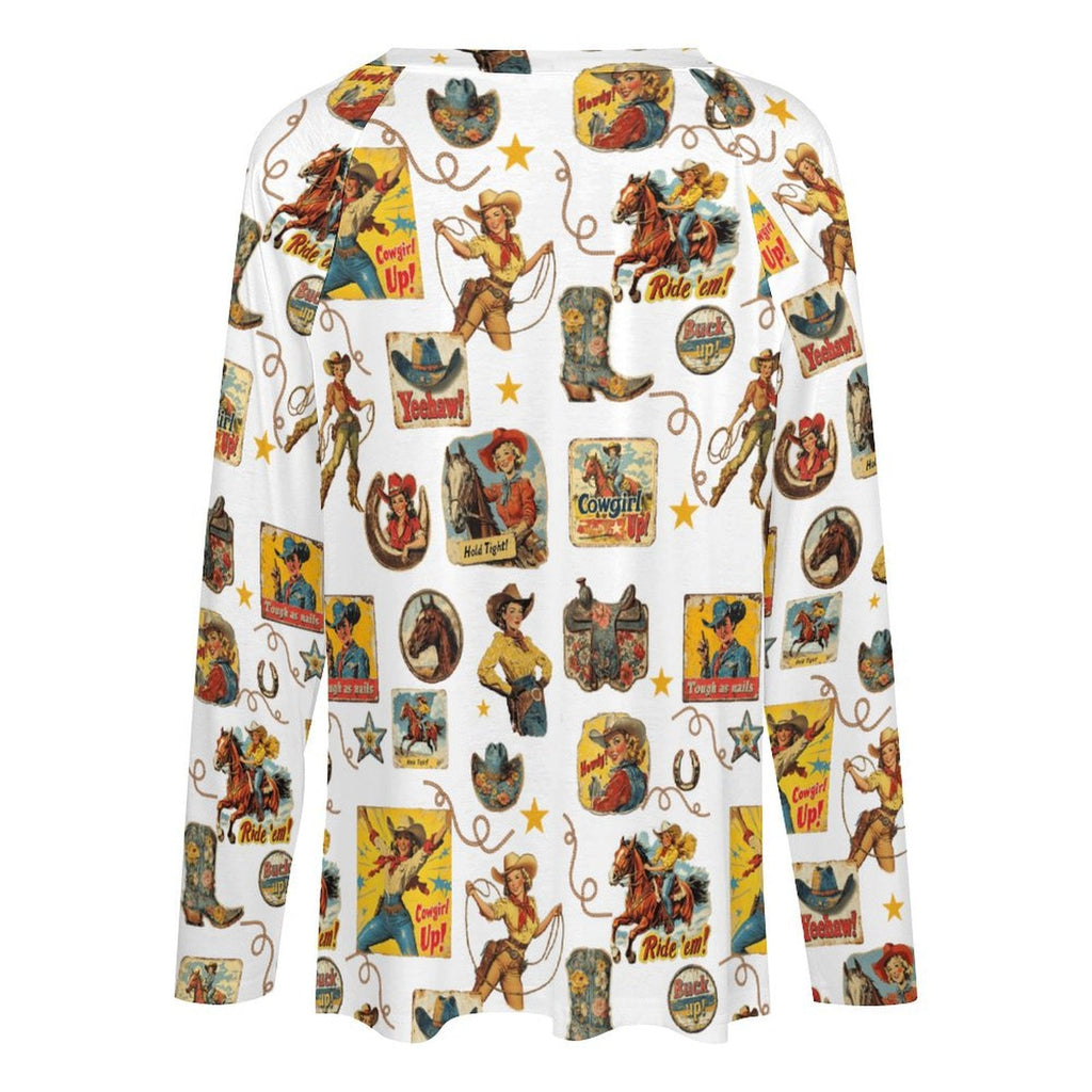 Baha Ranch Vintage Cowgirl Collage Western Print Long Sleeve Top by Baha Ranch Western Wear - product image 4