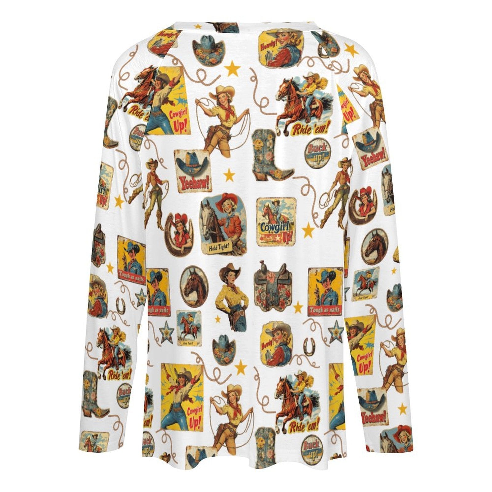 Baha Ranch Vintage Cowgirl Collage Western Print Long Sleeve Top by Baha Ranch Western Wear - product image 4