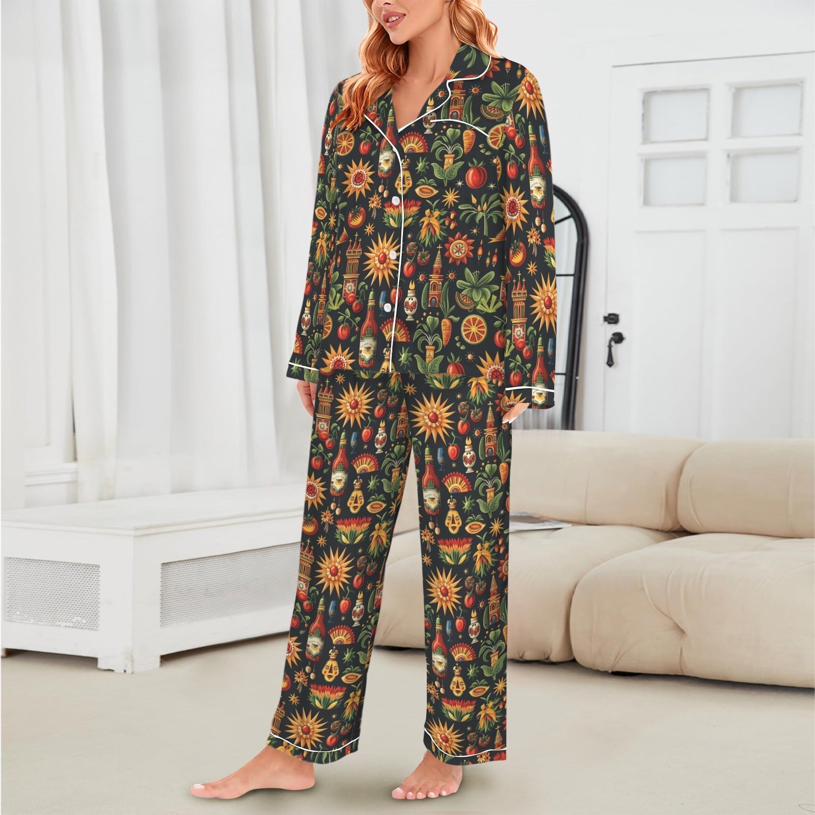 Baha Ranch Colores De Mexico - Mexican Culture Satin Pajamas by Baha Ranch Western Wear - product image 3