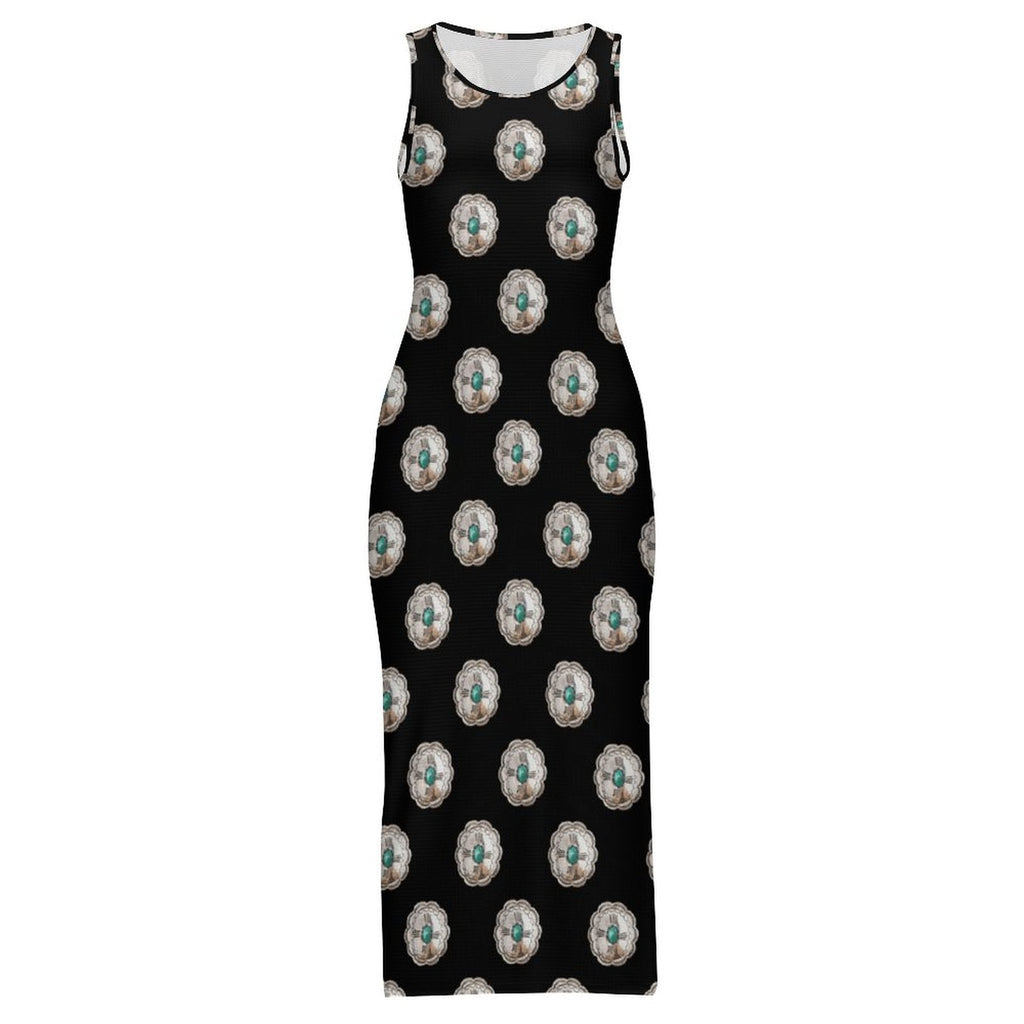 Baha Ranch Silver Concho Slit Maxi Dress by Baha Ranch Western Wear - product image 5