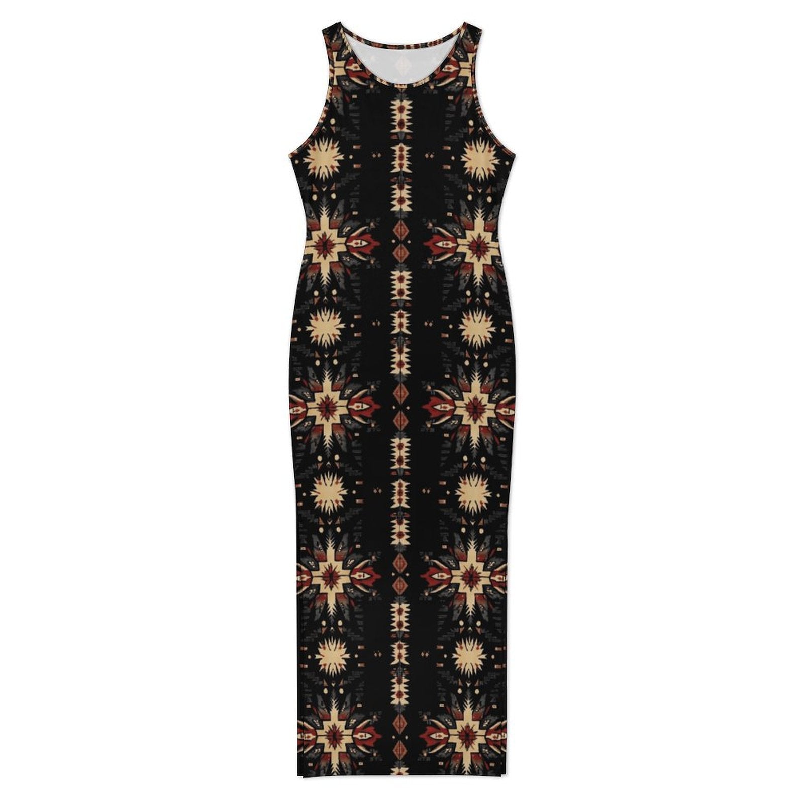 Baha Ranch Black and Tan Aztec Bodycon Side Slit Western Maxi Dress by Baha Ranch Western Wear - product image 2