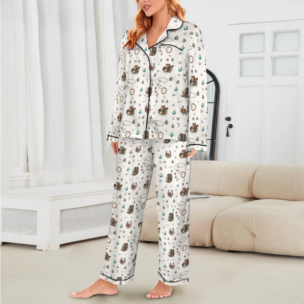 Baha Ranch Boots and Brands Western Christmas Long Satin Pajamas by Baha Ranch Western Wear - product image 3