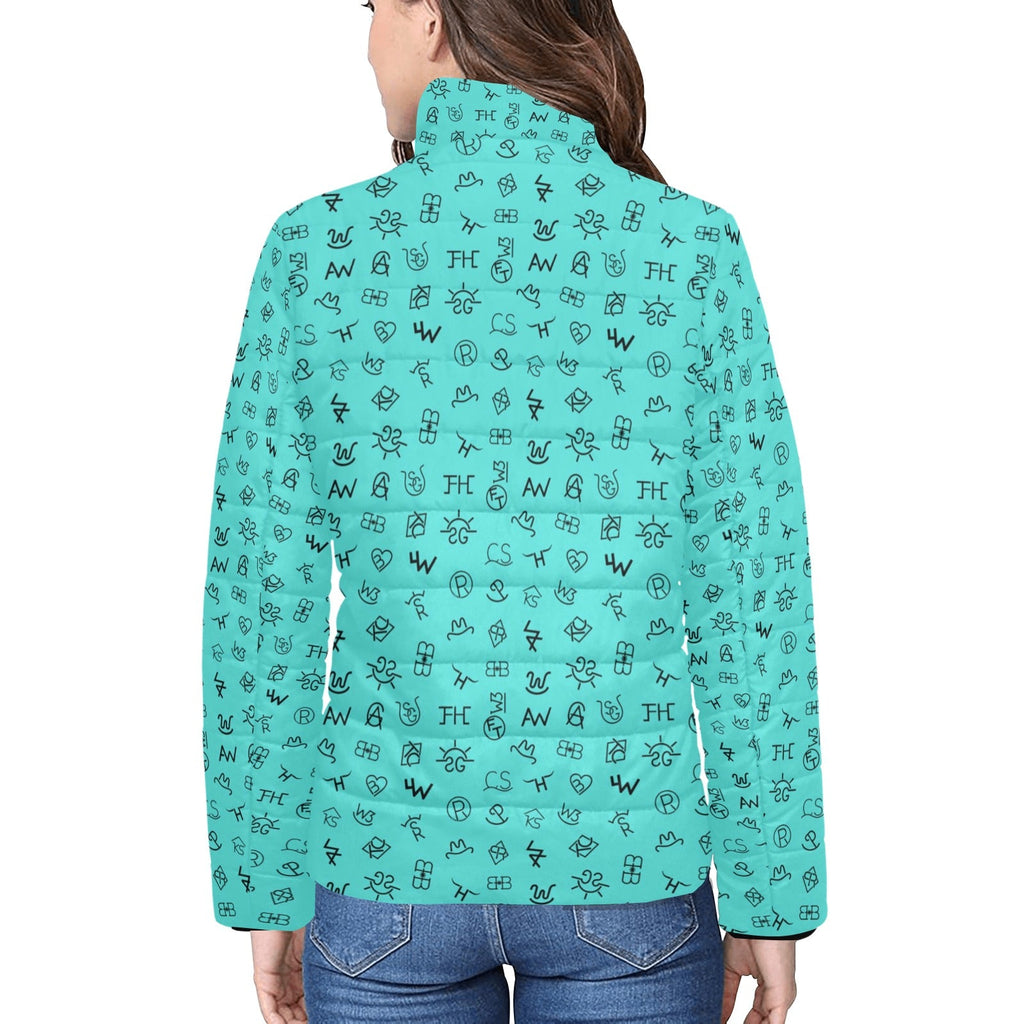 Turquoise Cattle Brands Women's Puffy Bomber Jacket by Baha Ranch Western Wear - product image 2
