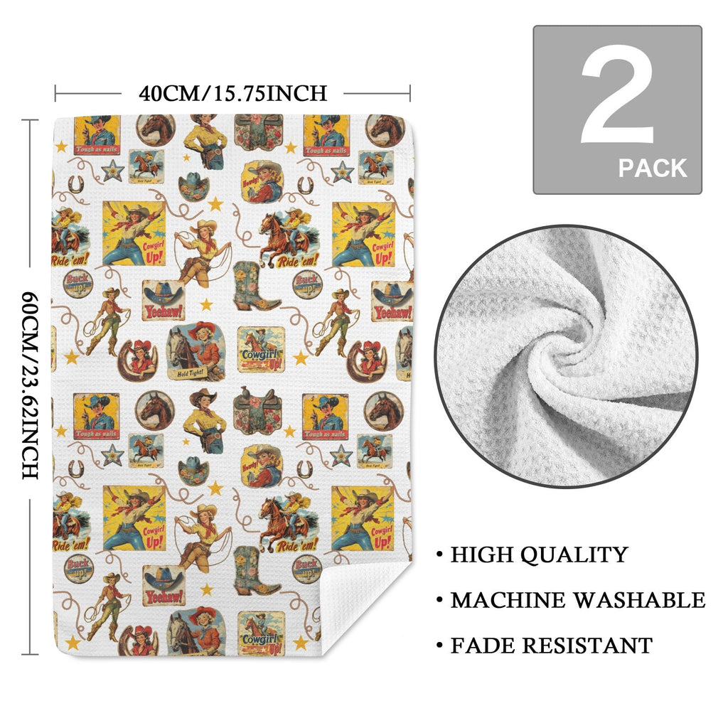 Baha Ranch Vintage Cowgirl Collage Dish Towels Set of 2 Made in America by Baha Ranch Western Wear - product image 2