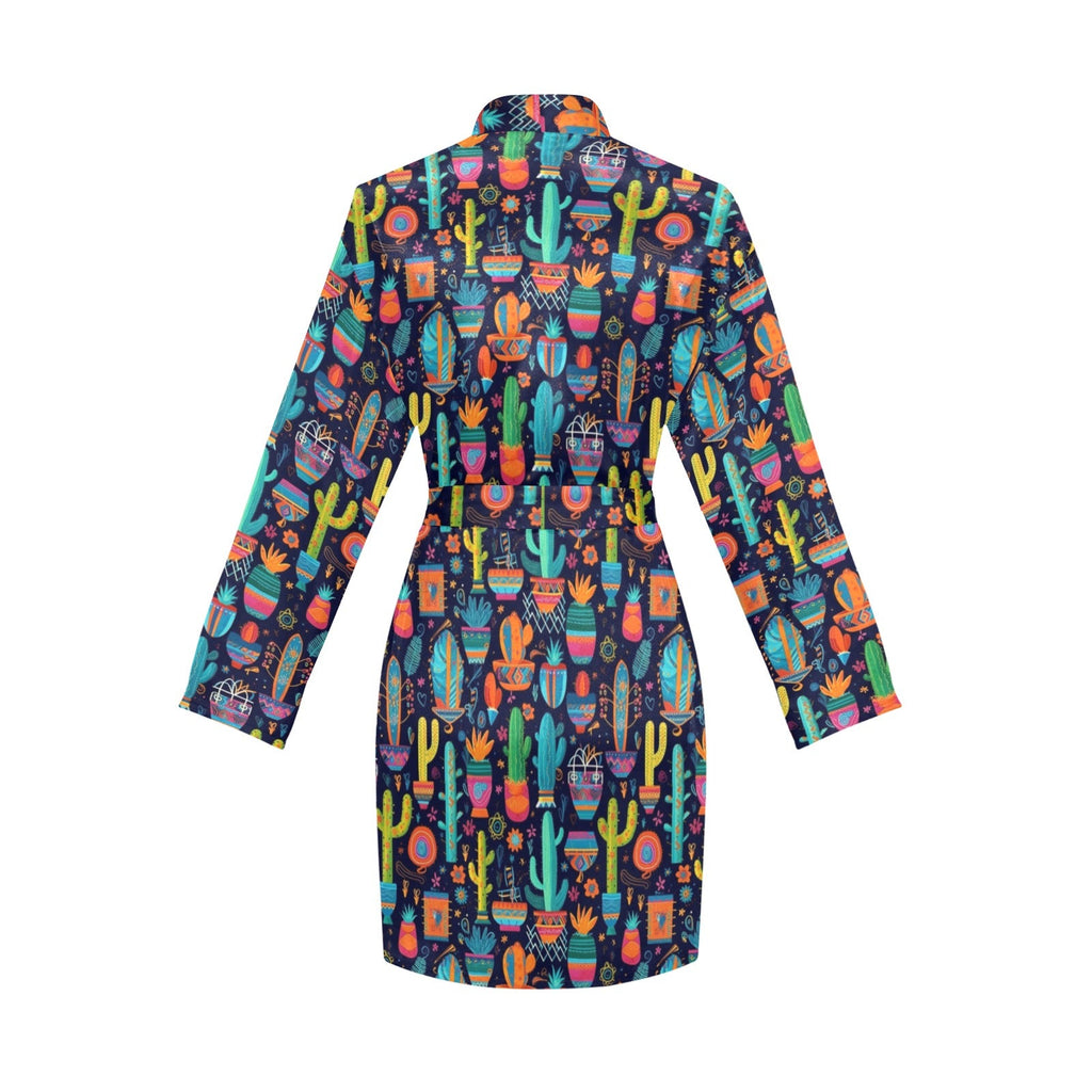 Baha Ranch Crazy Cactus Lady Women's Long Sleeve Belted Satin Feel Dressing Lounge Robe by Baha Ranch Western Wear -...