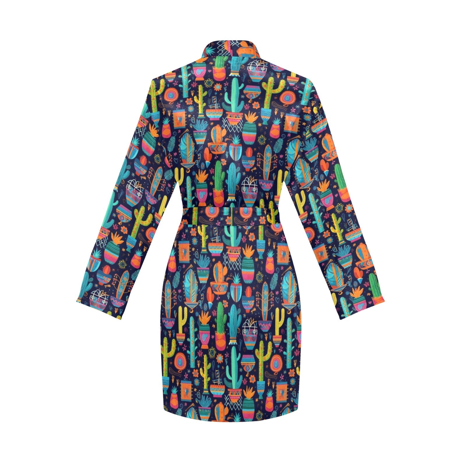 Baha Ranch Crazy Cactus Lady Women's Long Sleeve Belted Satin Feel Dressing Lounge Robe by Baha Ranch Western Wear -...