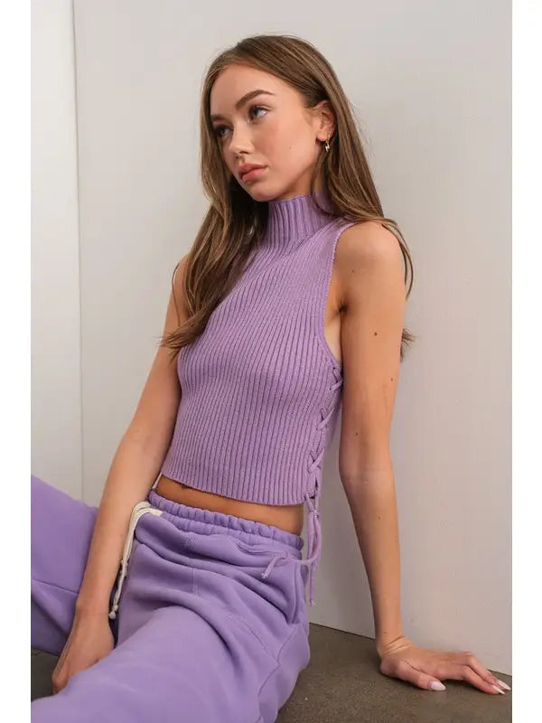 Valeria Mock Neck Ribbed Knit | Top — view 4