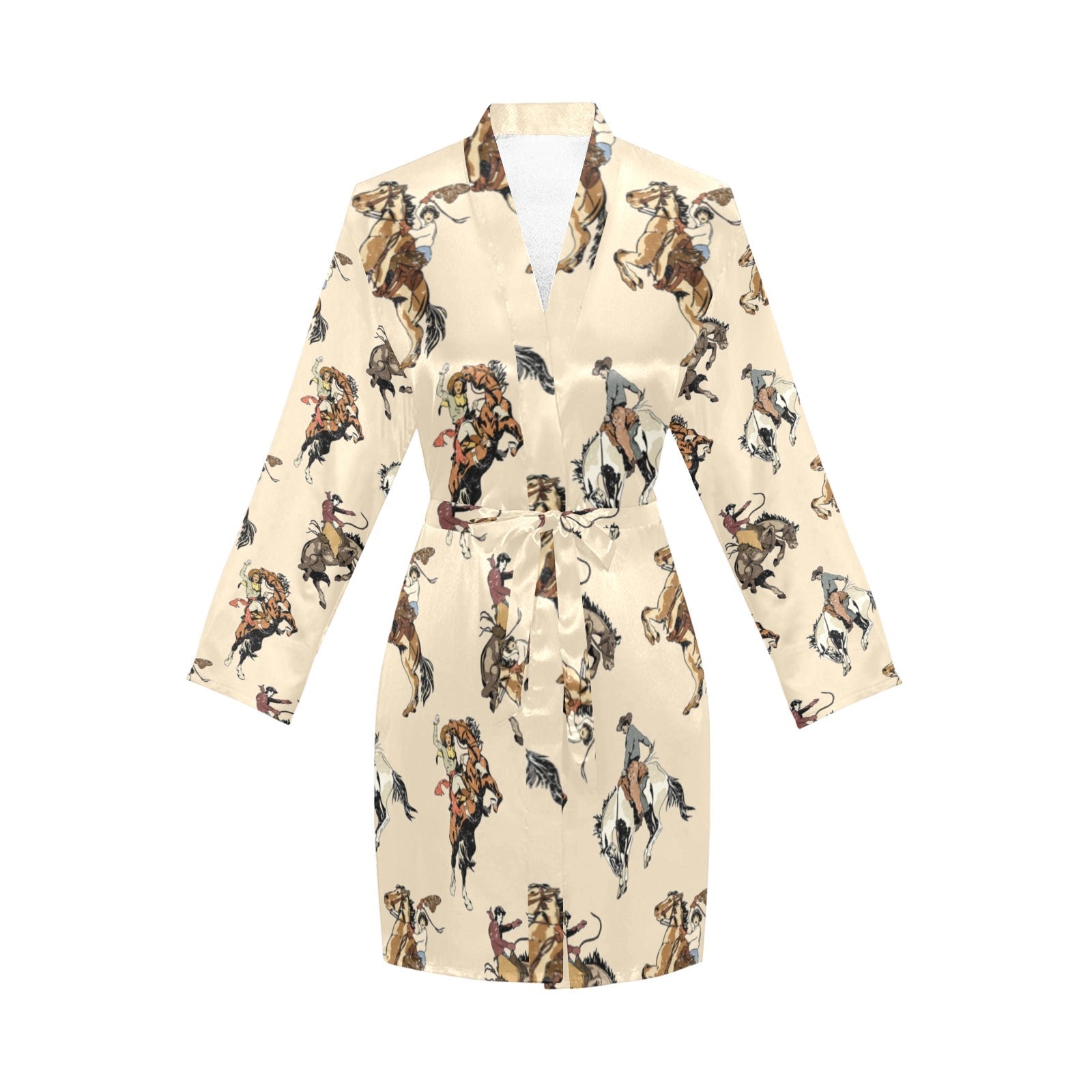 Baha Ranch Vintage Cowgirl Women's Long Sleeve Belted Satin Feel Dressing Lounge Robe by Baha Ranch Western Wear -...