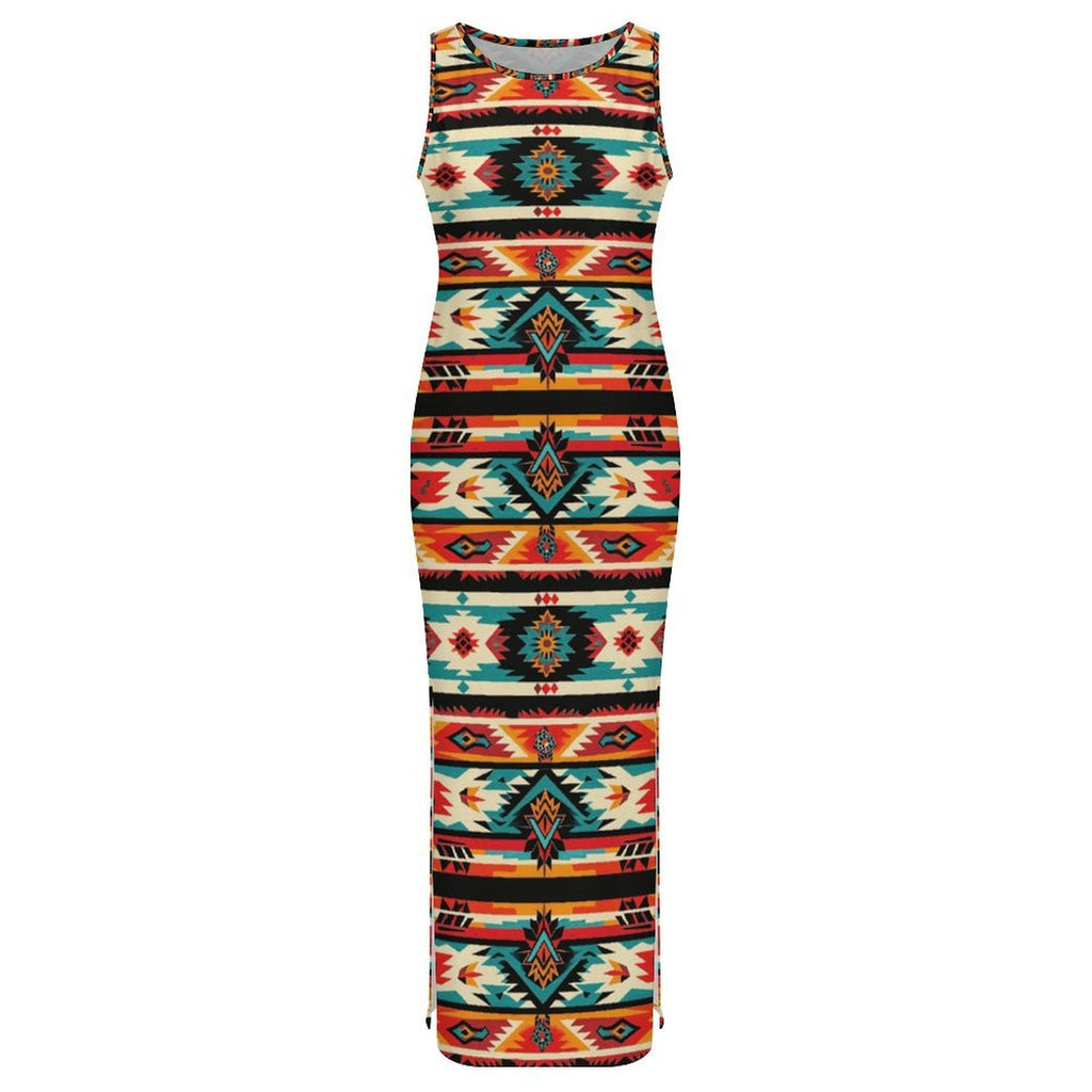 Baha Ranch Santa Fe Sleeveless Bodycon Side Slit Western Maxi Long Dress by Baha Ranch Western Wear - product image 3