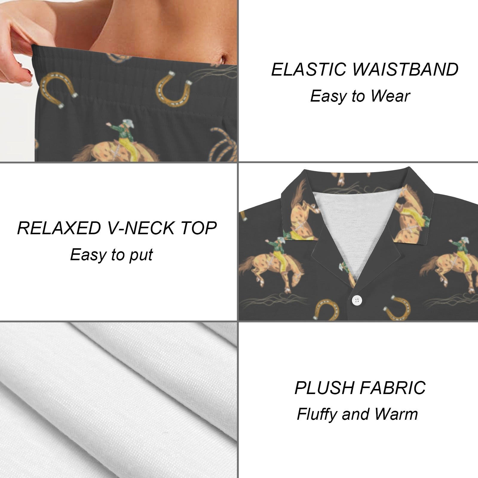 Baha Ranch Rodeo Cowboy Women's Western Short Pajama Set Made in America by Baha Ranch Western Wear - product image 6