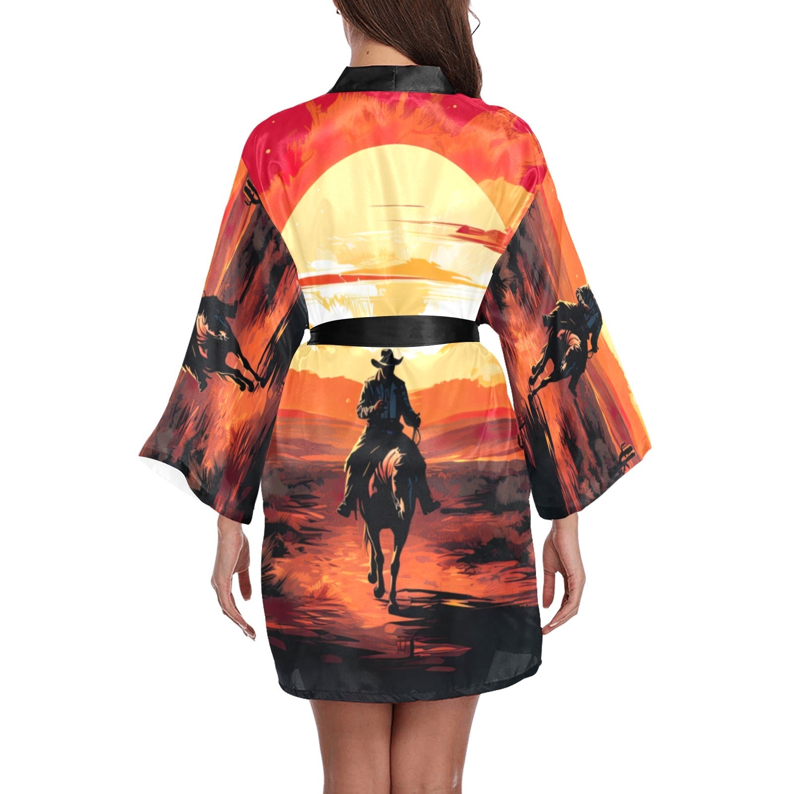 Baha Ranch Cowboy Desert Sunset Women's Lounge Kimono Robe by Baha Ranch Western Wear - product image 2