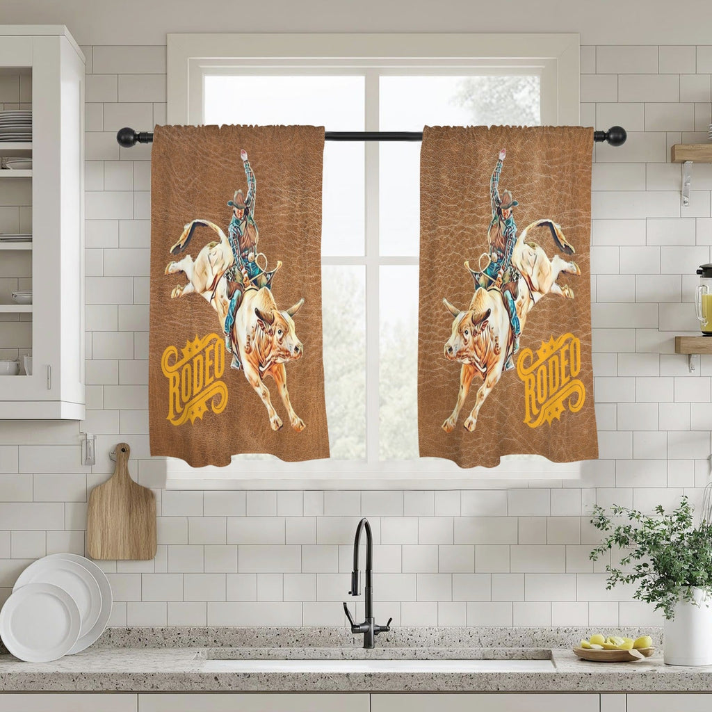 Baha Ranch Rodeo Bullrider Window Curtains 28"x40" (2-Piece) Made in America by Baha Ranch Western Wear