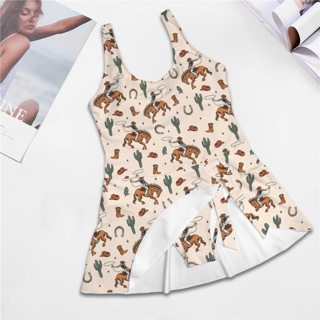 Baha Ranch Rodeo Cowboy Print Skirted Swimsuit by Baha Ranch Western Wear - product image 5