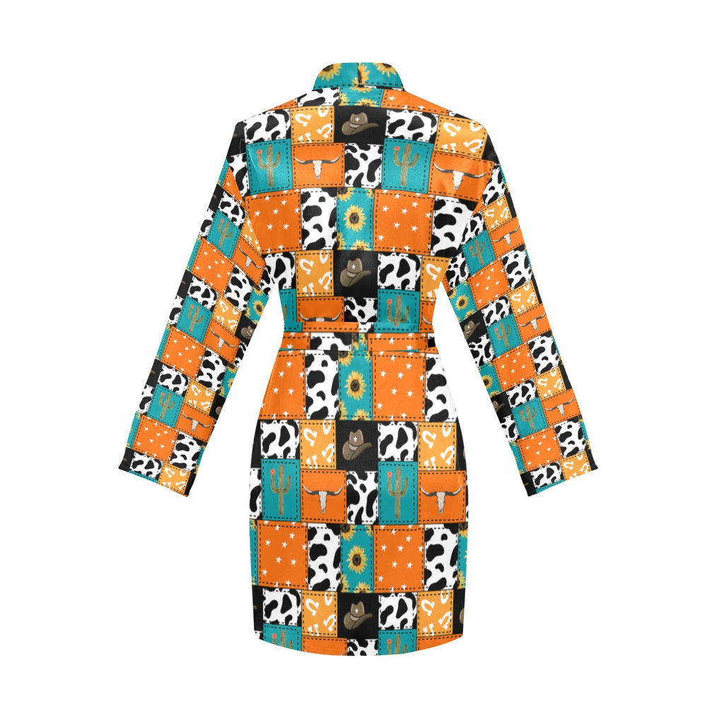 Baha Ranch Western Patchwork Women's Belted Satin Feel Dressing Lounge Robe by Baha Ranch Western Wear - product image 4