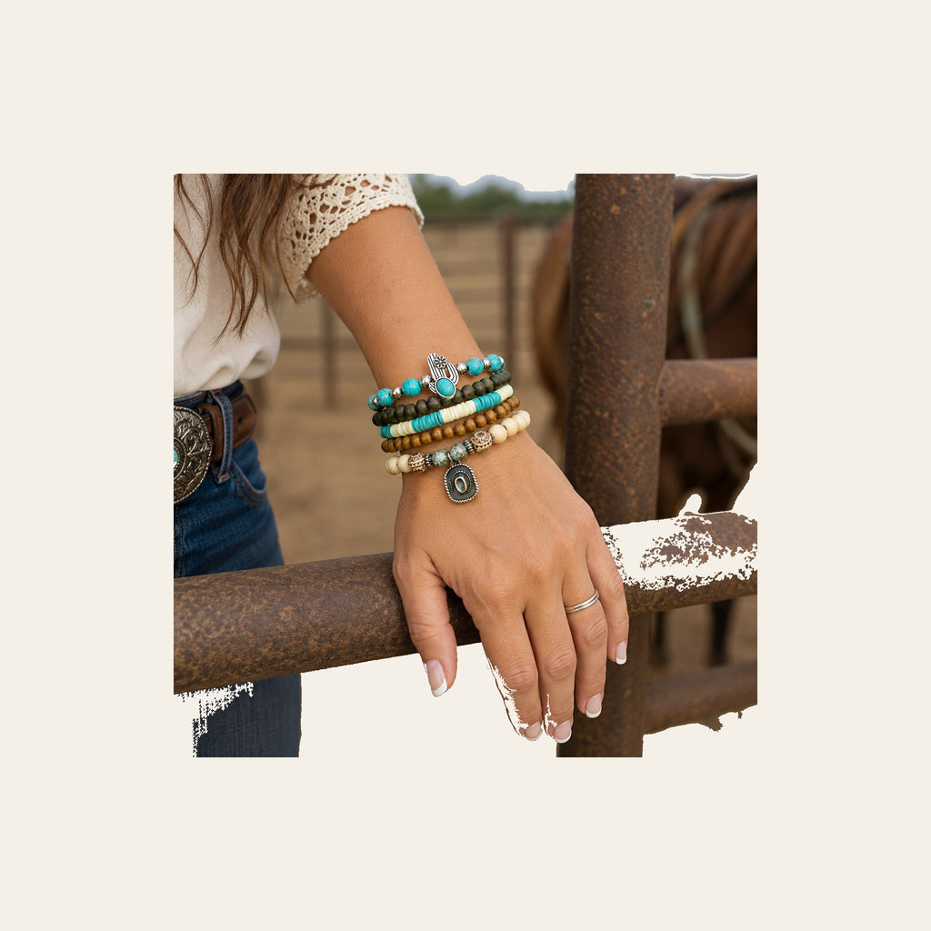 Cactus Fashion Turquoise Bracelet Stack