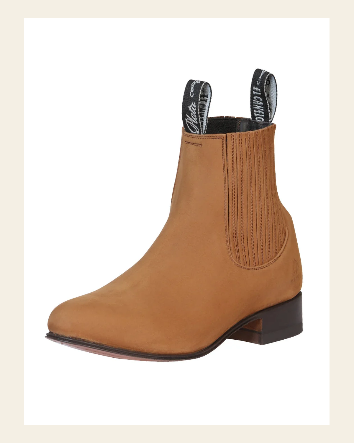 El Canelo "Plata" Men's Charro Ankle Cowboy Boot - Made in Mexico - Suede Topo 231 on a warm cream background