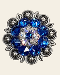 Capri & AB Antique Silver 1.25" European Crystal Concho on a warm cream background