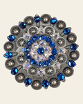 Capri & AB Antique Silver Berry Jacket European Crystal Concho on a warm cream background