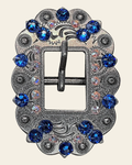 Capri & AB Antique Silver European Crystal Cart Buckle on a warm cream background