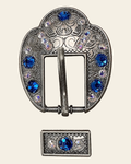 Capri & AB Antique Silver European Crystal Fancy Buckle on a warm cream background
