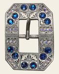 Capri & AB Antique Silver European Crystal Square Cart Buckle on a warm cream background