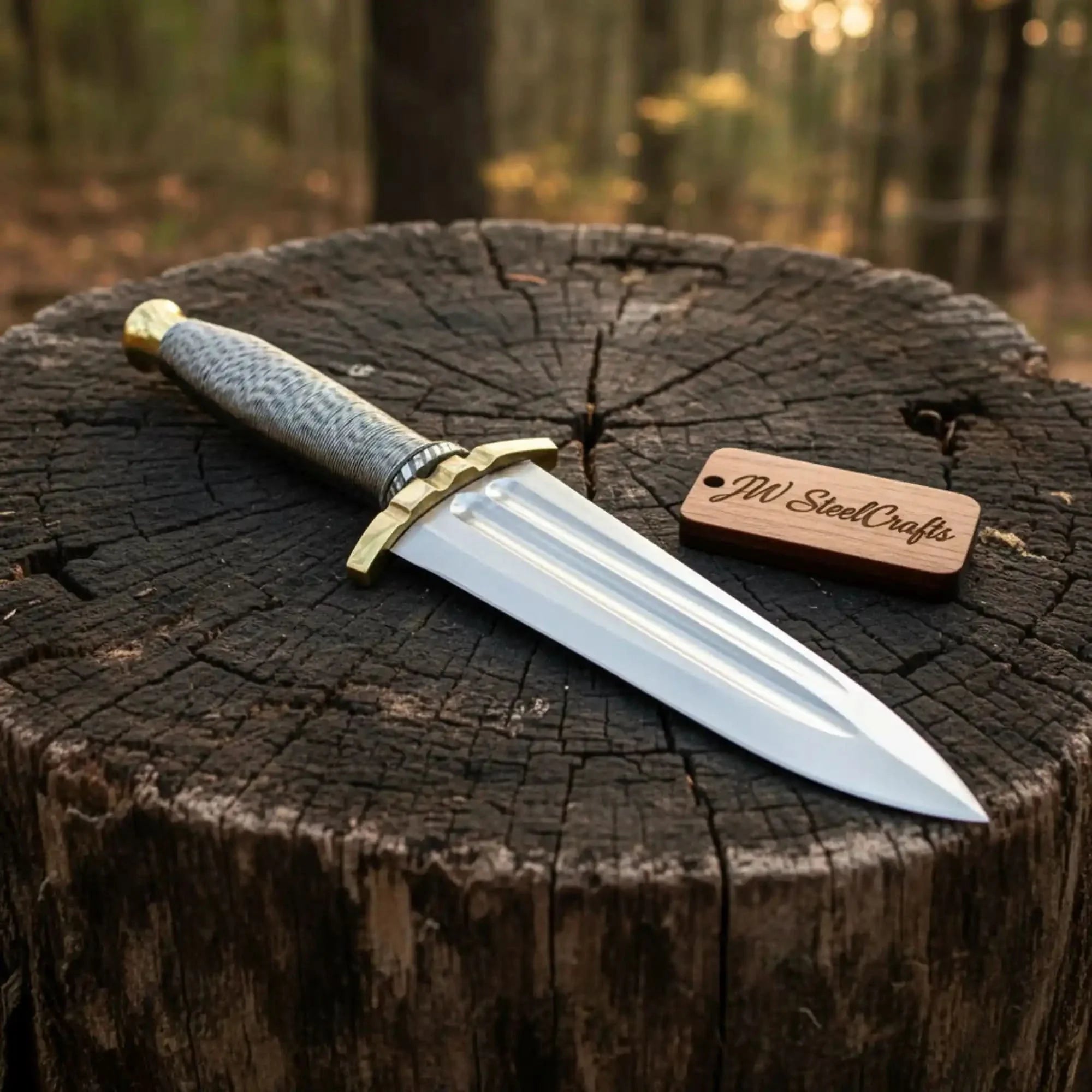 Handmade Carbon Steel Dagger Knife with Mirror Polished Blade