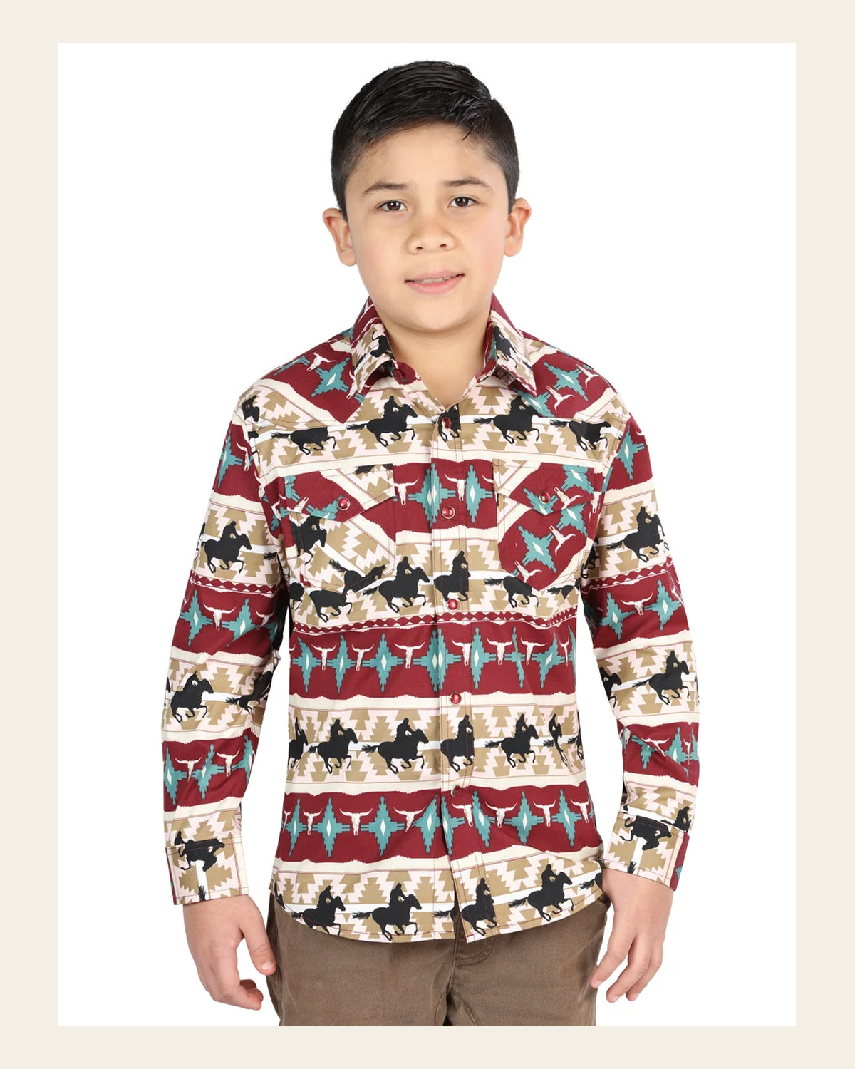 Casual Long-Sleeve Shirt by El General Ivory 44492 on a warm cream background
