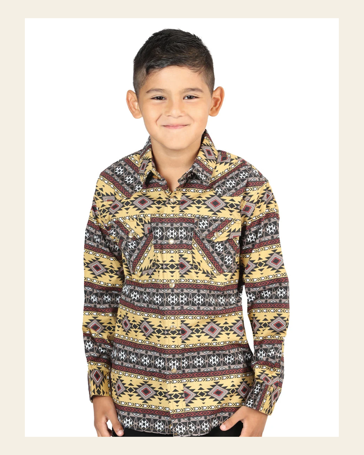 Casual Long-Sleeve Shirt by El General Yellow 44412 on a warm cream background