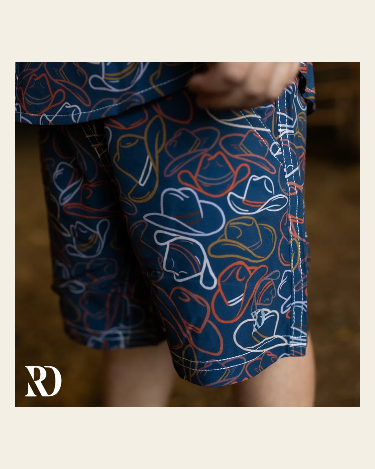 Toddler Shorts | Cattleman on a warm cream background