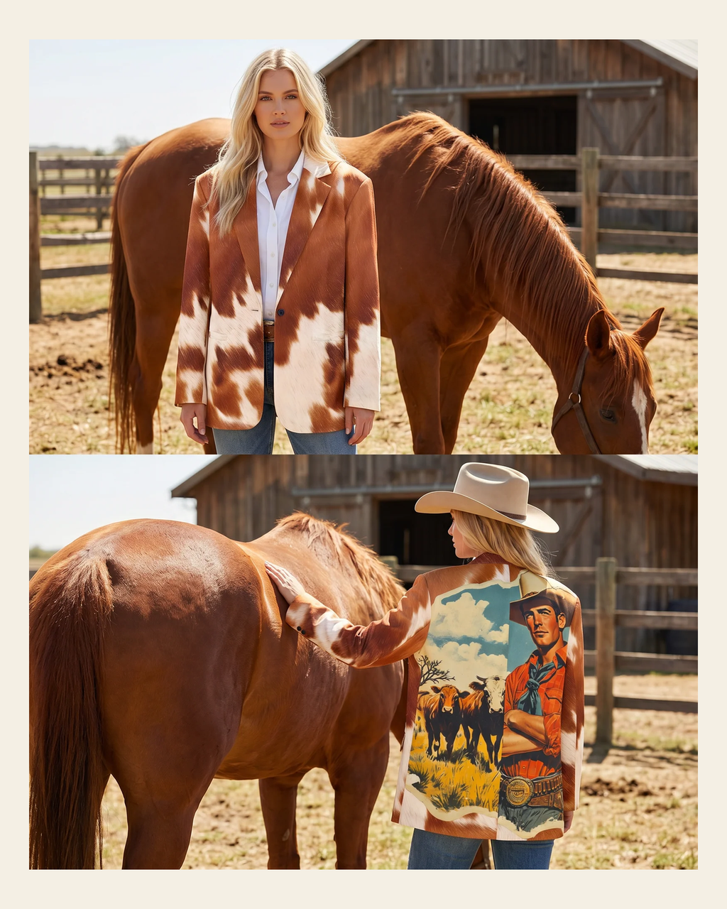 Cattle Rancher Western Blazer on a warm cream background