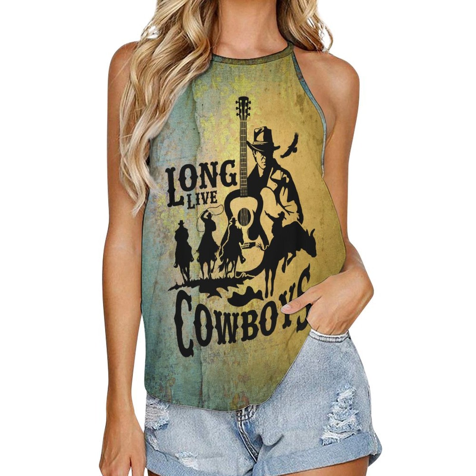 Baha Ranch Cowboys Print Women's Western Tank Top by Baha Ranch Western Wear