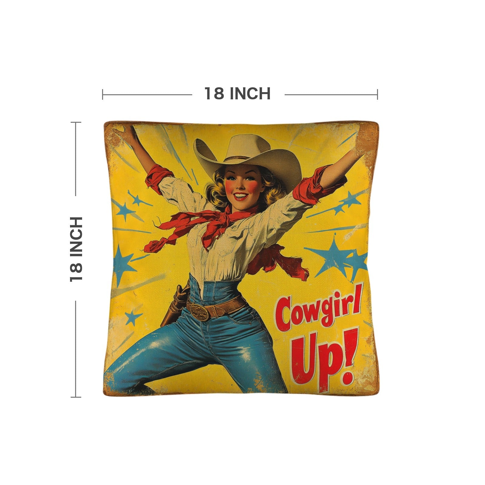 Baha Ranch Vintage Cowgirl Up Throw Pillow Case 18 x 18 Made in America by Baha Ranch Western Wear - product image 4