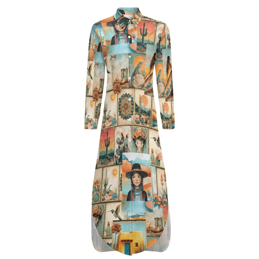 Baha Ranch Colores de Mexico Pictures of the Southwest Button-Up Long Sleeve Shirt Dress Duster by Baha Ranch Western...