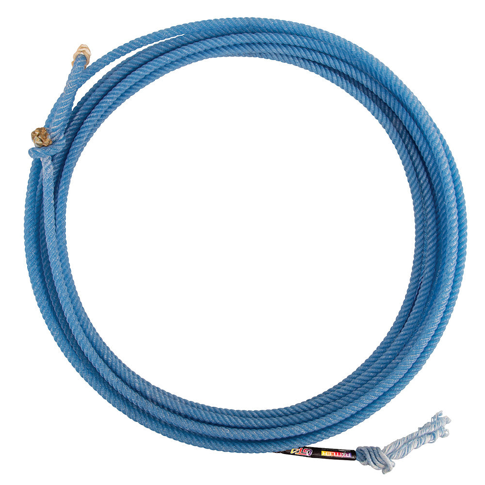 Rattler GT4 Team Rope 3/8" x 35' – 4 Strand Nylon Core Rodeo Rope with Weighted Tip, Fast Swing & Wide Loop Delivery Blue