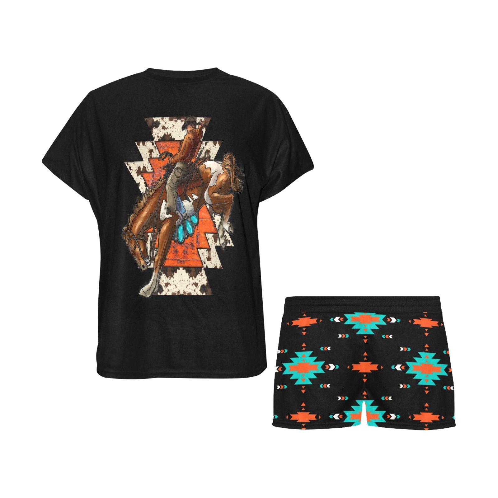 Baha Ranch Rodeo Bronc Women's Western Top and Short Pajama Set by Baha Ranch Western Wear - product image 4