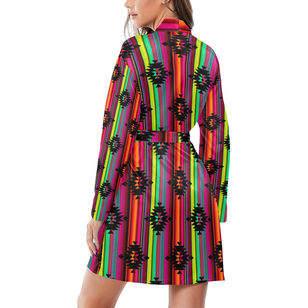 Baha Ranch Neon Aztec Women's Long Sleeve Belted Satin Feel Dressing Lounge Robe by Baha Ranch Western Wear - product image 2