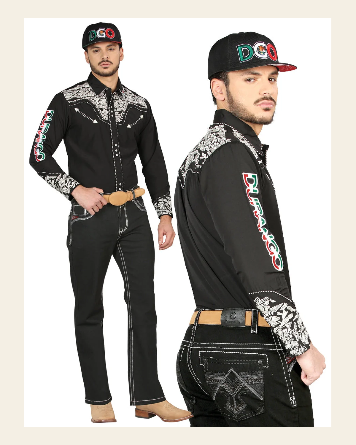 Centenario Bootcut Denim Jeans - Black 44964 on a warm cream background