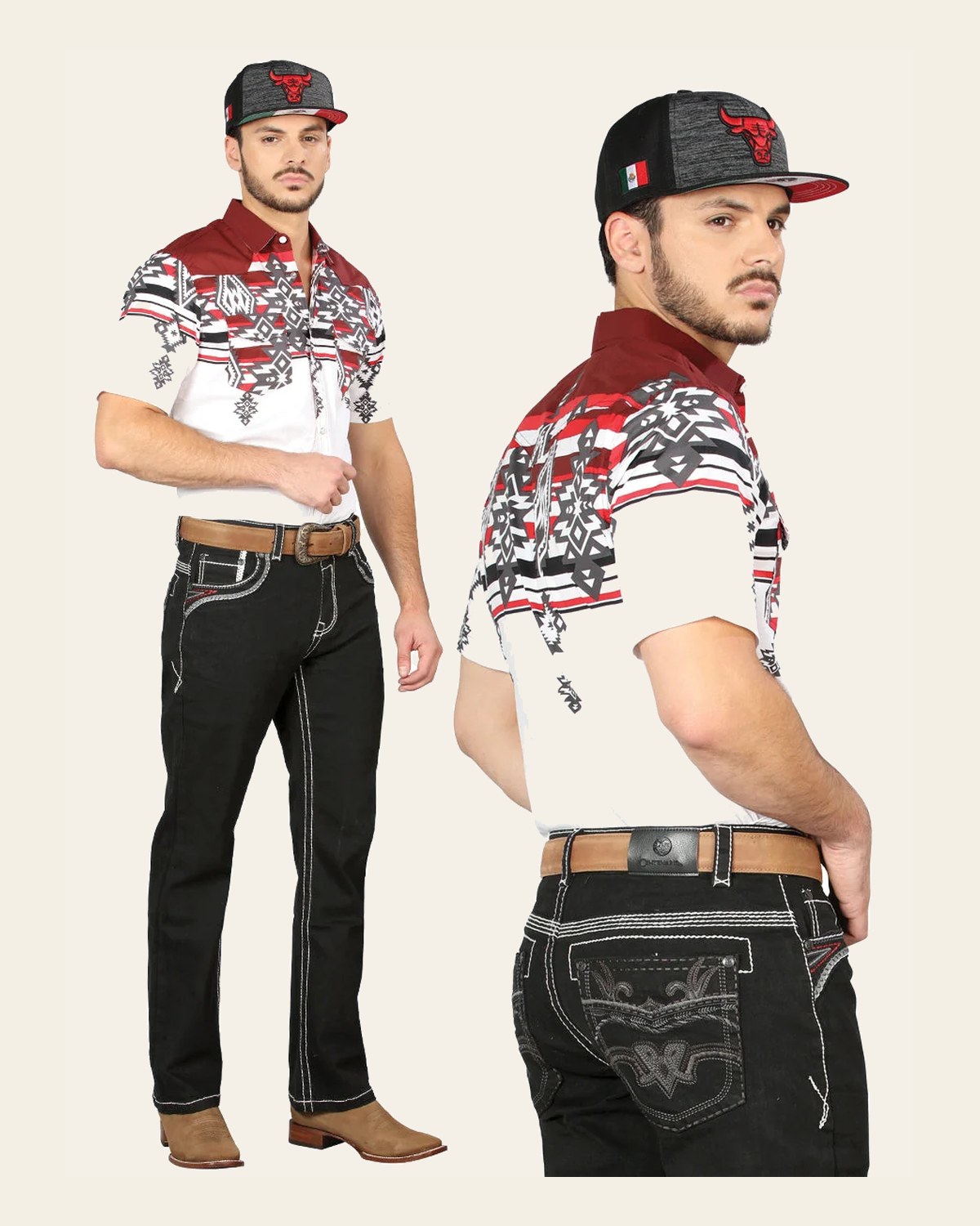 Centenario Bootcut Denim Jeans - Black 44972 on a warm cream background