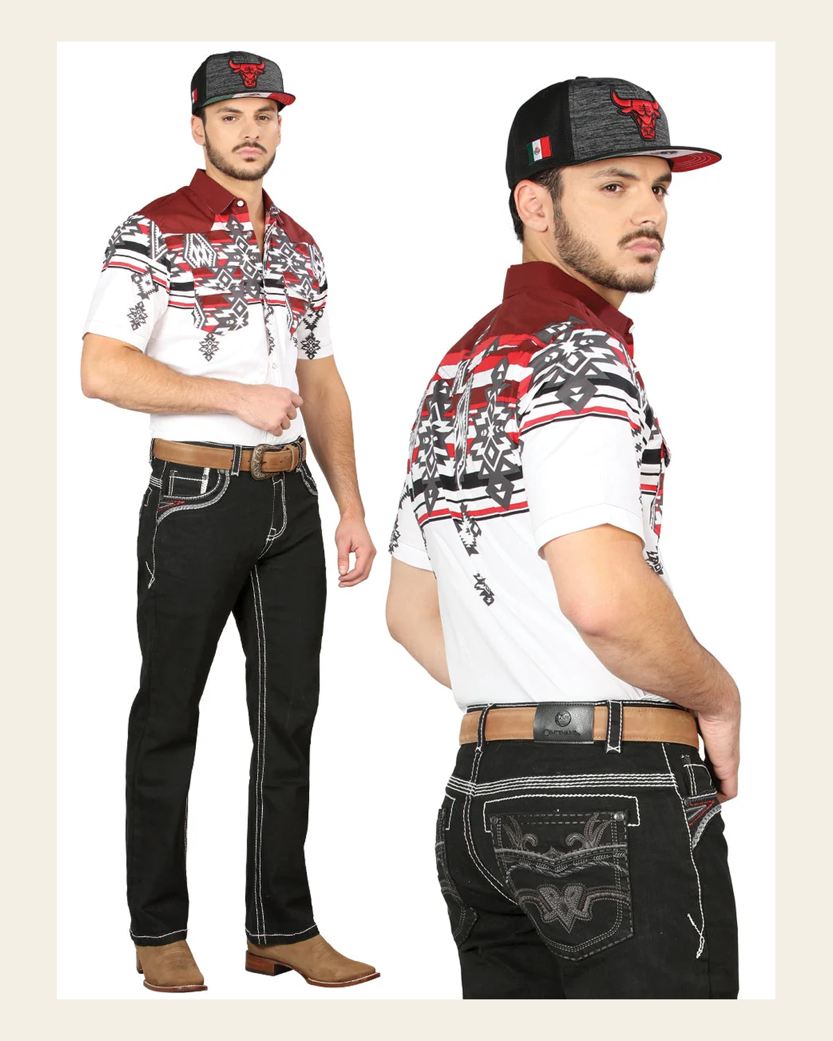 Centenario Bootcut Denim Jeans - Black 44972 on a warm cream background