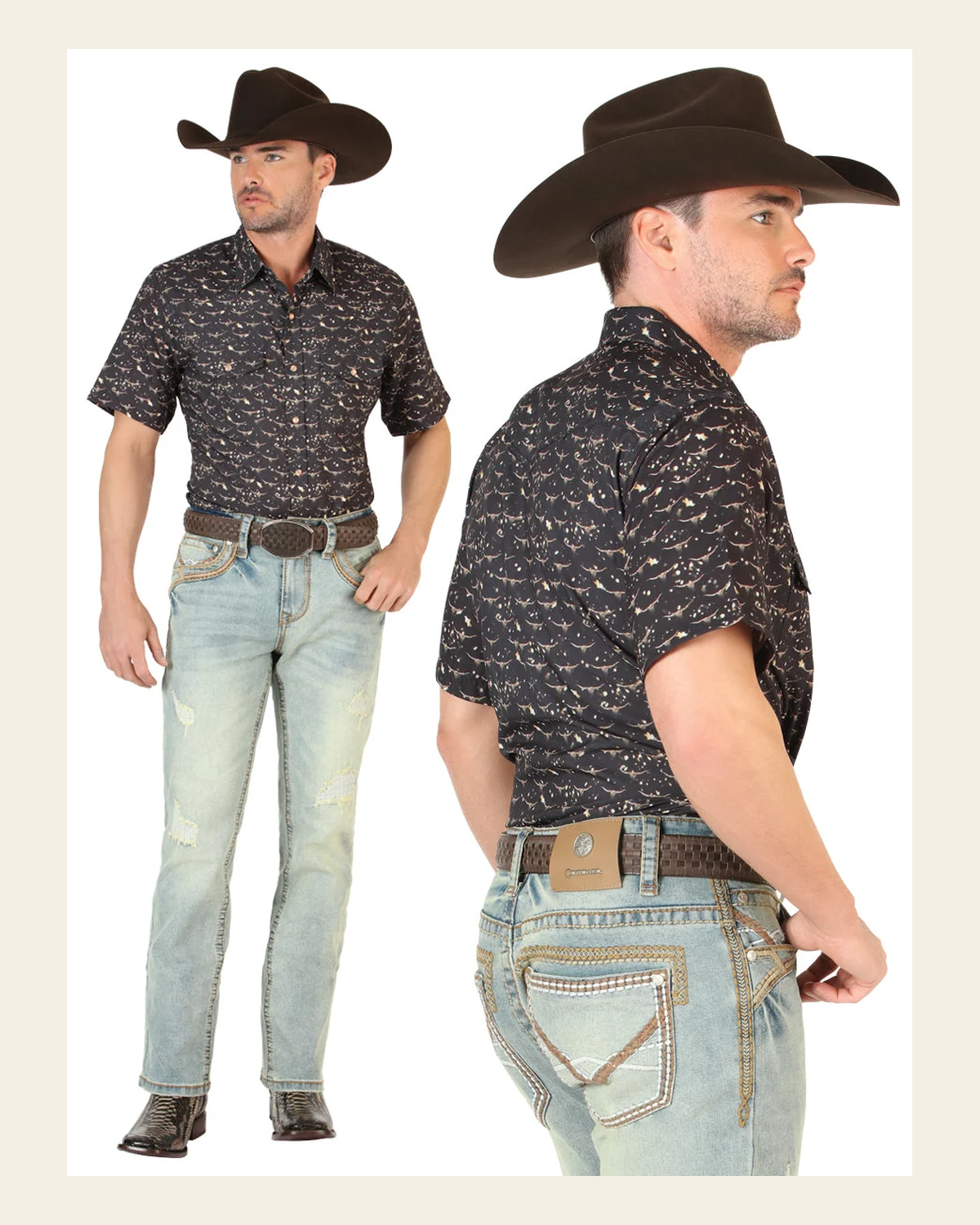 Centenario Men’s Bootcut Jeans - Light Blue 45535 on a warm cream background