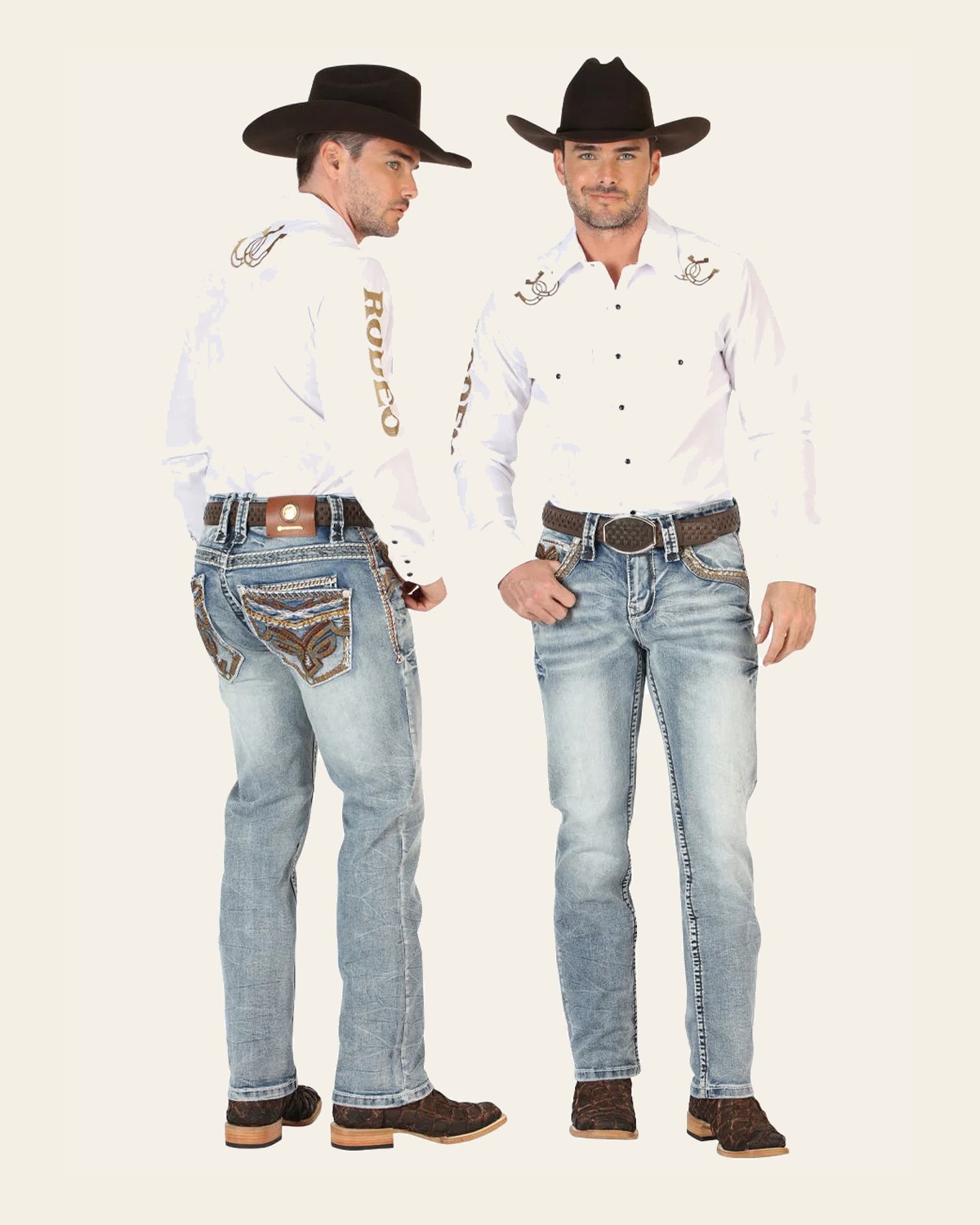 Centenario GOLD Men's Premium Denim Boot Cut Pants - Dark Blue 45530 on a warm cream background