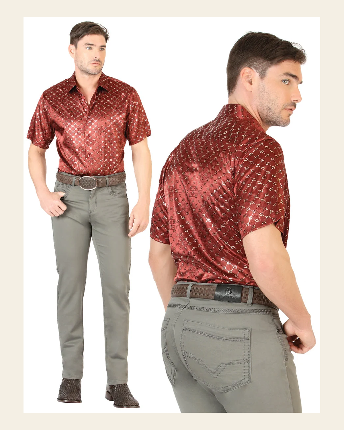 Centenario Extra Slim Fit Denim Pants - Grey 45541 on a warm cream background