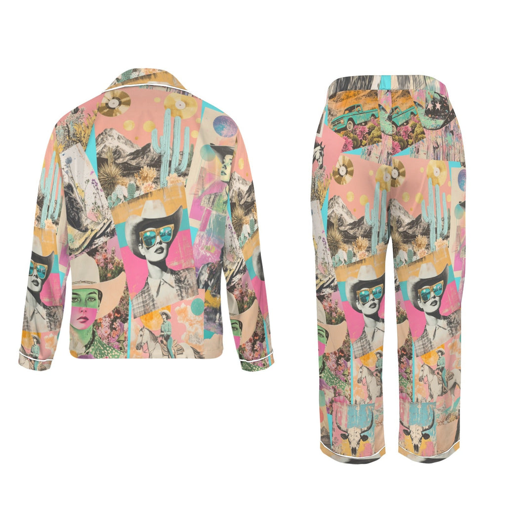 Baha Ranch Pop Western Collage Cowgirl Satin Pajamas by Baha Ranch Western Wear - product image 5