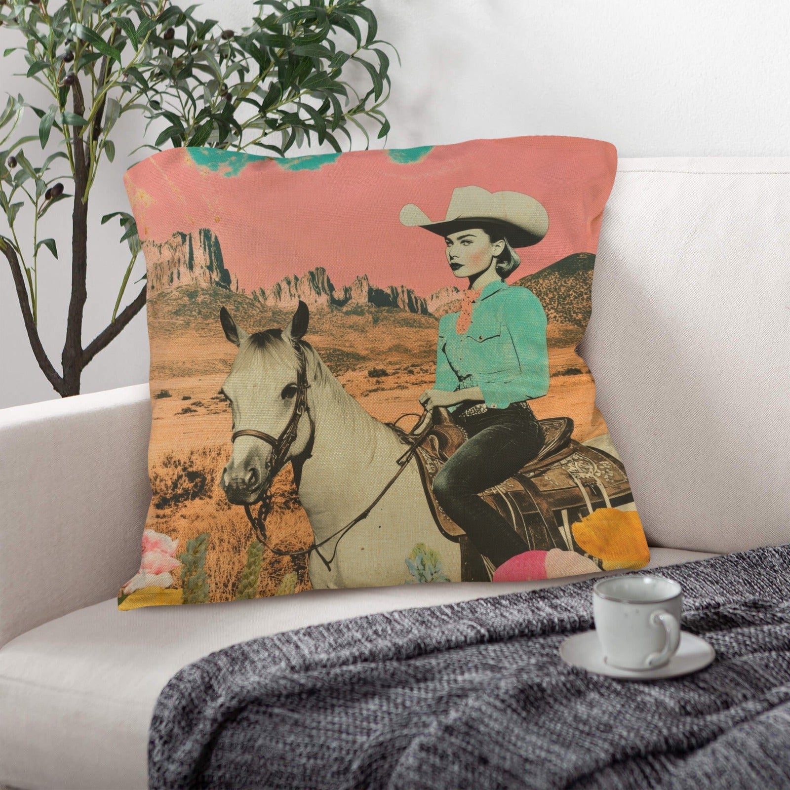 Baha Ranch Retro Pop Western Ride Cowgirl Pillow Case Made in America by Baha Ranch Western Wear - product image 5