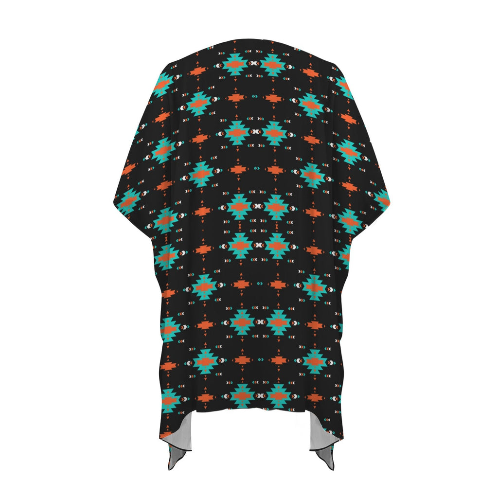 Baha Ranch Black Turquoise Orange Aztec Duster Kimono Coverup by Baha Ranch Western Wear - product image 5