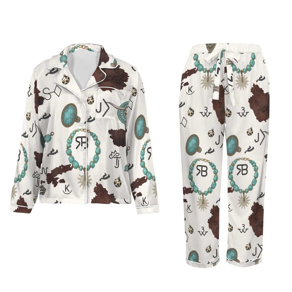 Baha Ranch Brands & Turquoise Cowgirl Christmas Western Cowprint Satin Pajamas by Baha Ranch Western Wear - product image 4