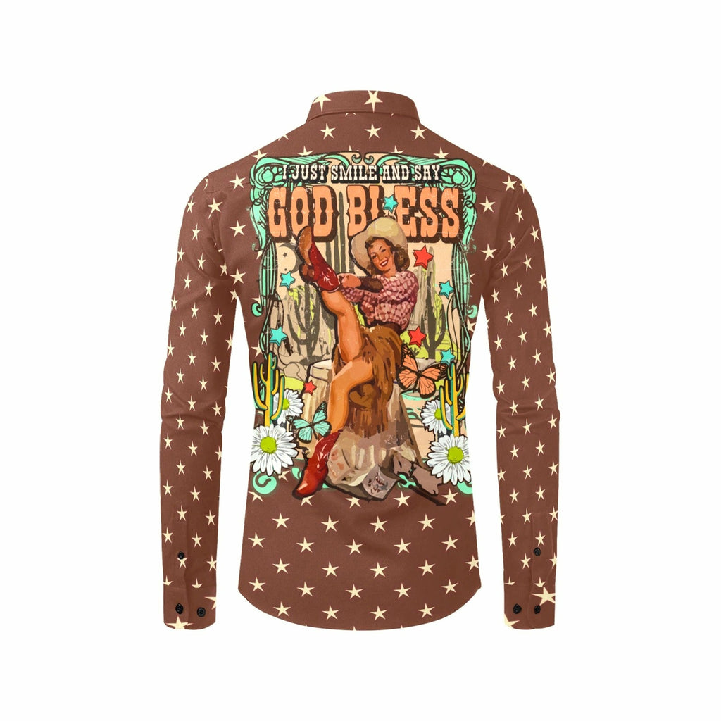 Baha Ranch Cowgirl Says God Bless Western Button Up Shirt by Baha Ranch Western Wear