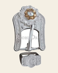 Champagne & AB Silver European Crystal Buckle Keeper Set on a warm cream background